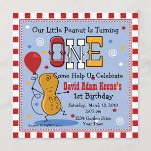 Little Peanut 1st Birthday Party Invitation