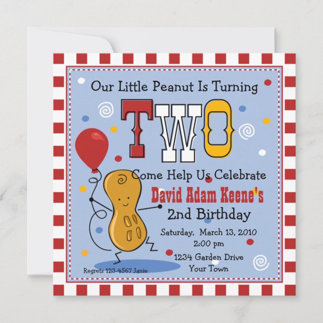 Little Peanut 2nd Birthday Party Invitation (Front)