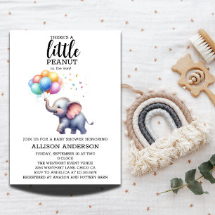 Little peanut baby elephant baby shower invitation