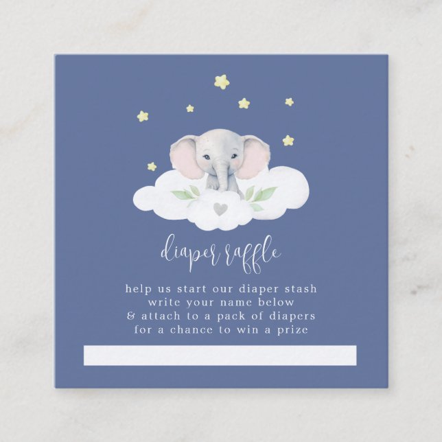 Little Peanut Baby Shower Diaper Raffle Blue Enclosure Card (Front)