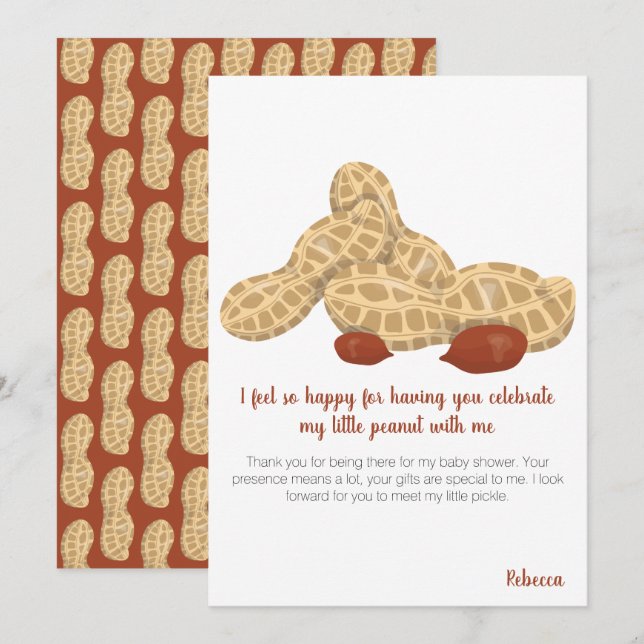 Little peanut baby shower thank you card (Front/Back)