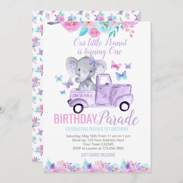 Little Peanut Birthday Parade Invitation (Front/Back)