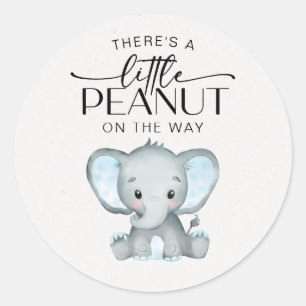 Little Peanut Blue Elephant Baby Shower Classic Round Sticker