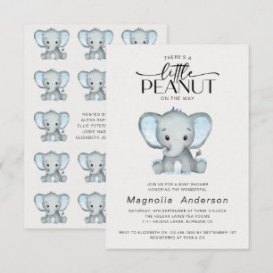 Little Peanut Blue Elephant Baby Shower Invitation