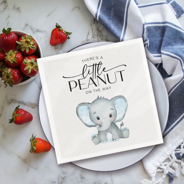 Little Peanut Blue Elephant Baby Shower Napkin (Creator Uploaded)