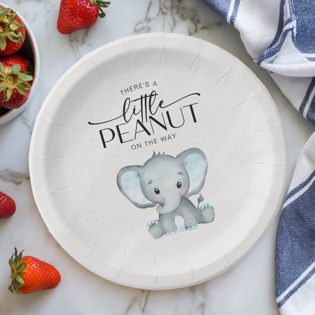 Little Peanut Blue Elephant Baby Shower Paper Plate (Creator Uploaded)