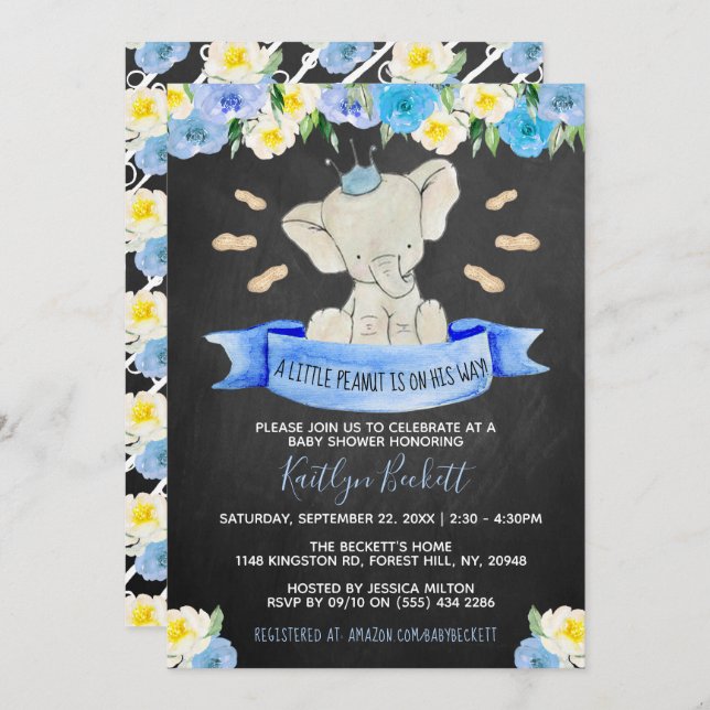 Little Peanut Boys Baby Shower Invitation (Front/Back)