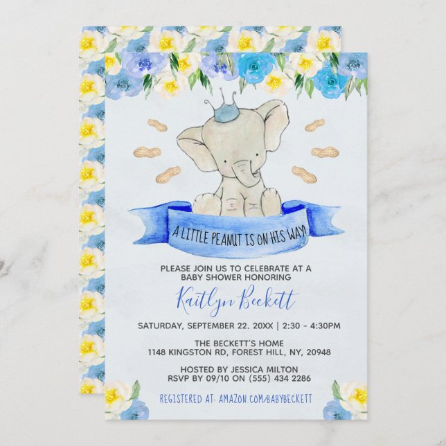 Little Peanut Boys Baby Shower Invitation (Front/Back)