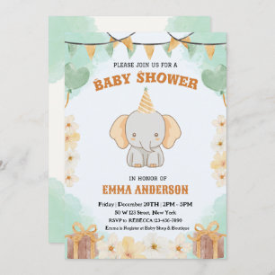 Little Peanut Dreams – Elephant Baby Shower Invitation