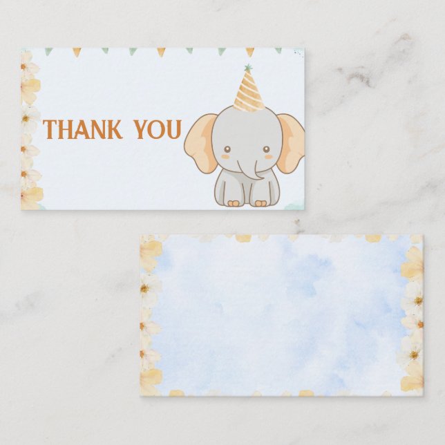Little Peanut Dreams Elephant Thank You Card (Front/Back)