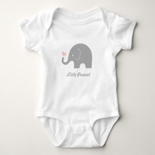Little Peanut Elephant Baby Bodysuit, Pink Heart Baby Bodysuit
