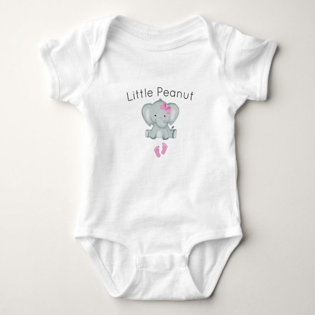 Little Peanut Elephant,baby girl animal lover baby Bodysuit (Front)