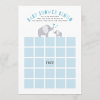 Little Peanut Elephant Baby Shower Bingo Game Blue