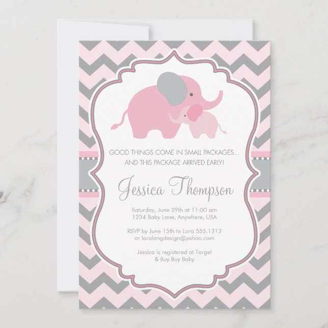 Little Peanut Elephant Baby Shower Invitation (Front)