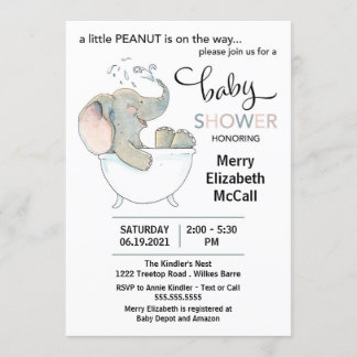 Little Peanut Elephant Baby Shower Invitation