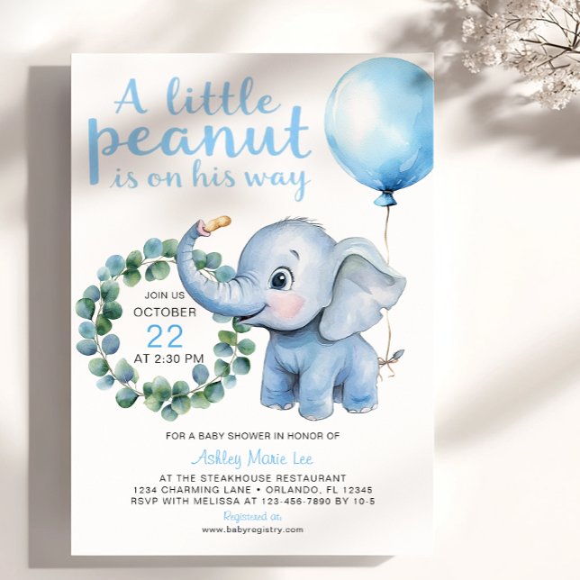 Little Peanut Elephant Baby Shower Invitation – Cu (Cute Elephant Baby Shower Invite)