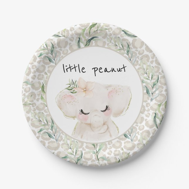 Little Peanut Elephant Baby Shower Plates (Front)