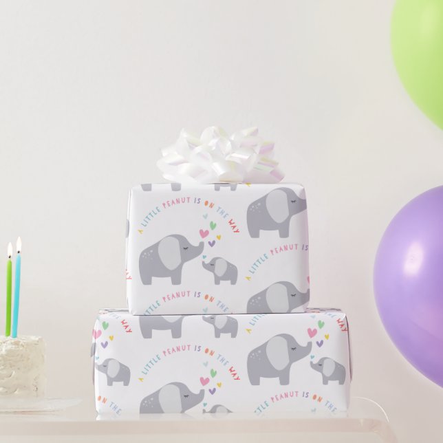 Little Peanut Elephant | Baby Shower | Rainbow Wrapping Paper (Party Gifts)