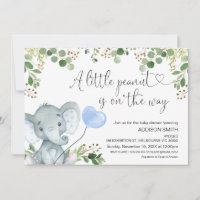 Little Peanut Elephant Blue Ballon Baby Shower