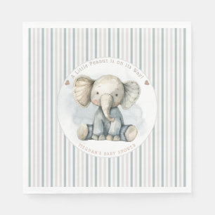 Little Peanut Elephant Blue Striped Baby Shower Napkin