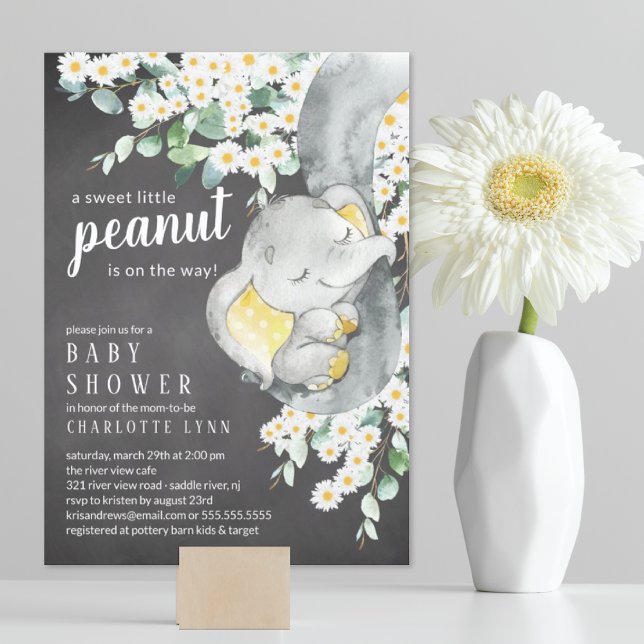 Little Peanut Elephant Neutral Baby Shower Invitation (Creator Uploaded)