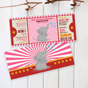 Little peanut elephant Ticket First Birthday Invitation