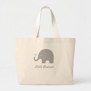 Little Peanut Elephant Tote Bag, blue heart