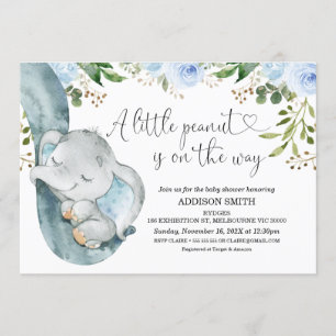 Little Peanut Elephant Trunk Baby Shower Invitation