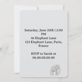 Little Peanut Elephant Welcome Party Invitation