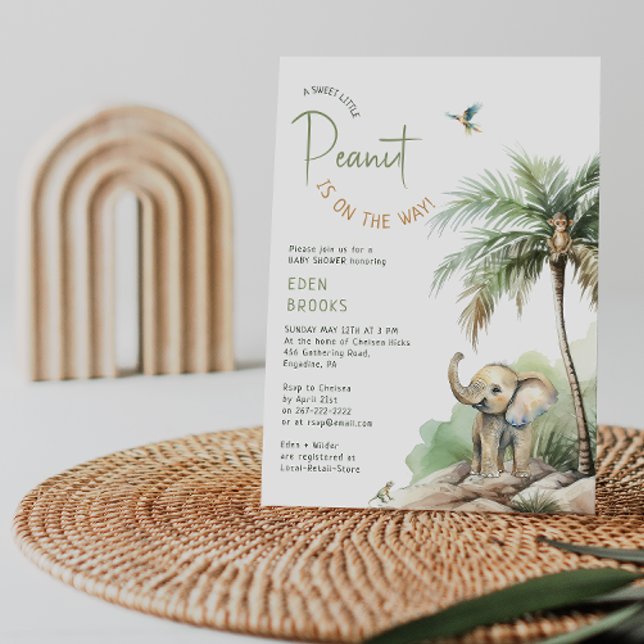 Little Peanut Jungle Safari Elephant Baby Shower Invitation (Creator Uploaded)