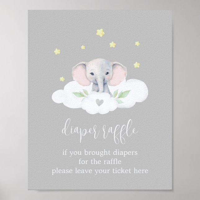 Little Peanut Light Grey Baby Shower Diaper Raffle Poster (Front)