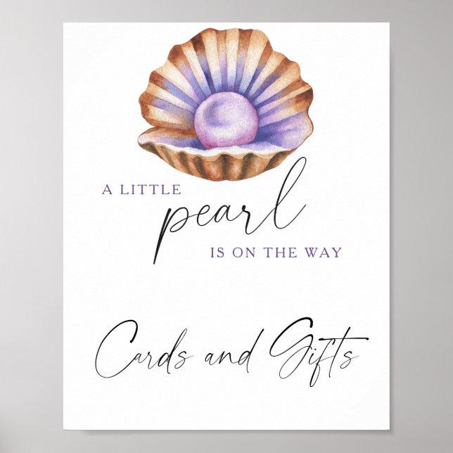 Little Pearl baby shower Cards and gifts Poster (Front)