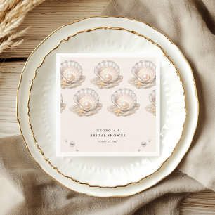 Little Pearl Beach Ocean Seashell Girl Baby Shower Napkin