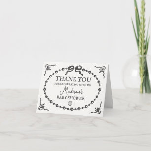 Little Pearl Black Bow Baby Shower Thank You Card
