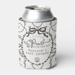 Little Pearl Black Coquette Bow Baby Shower Favour Can Cooler