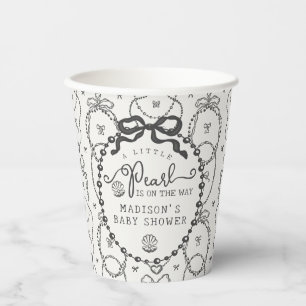Little Pearl Black Coquette Bow Baby Shower Table Paper Cups
