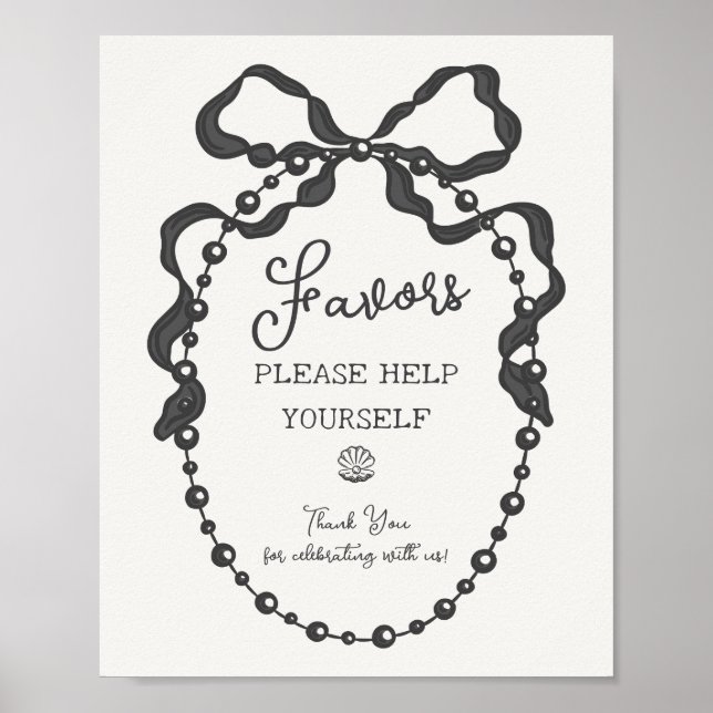 Little Pearl Black Coquette Bow Favours Poster (Front)