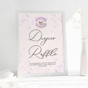Little Pearl Diaper Raffle Baby Shower Poster