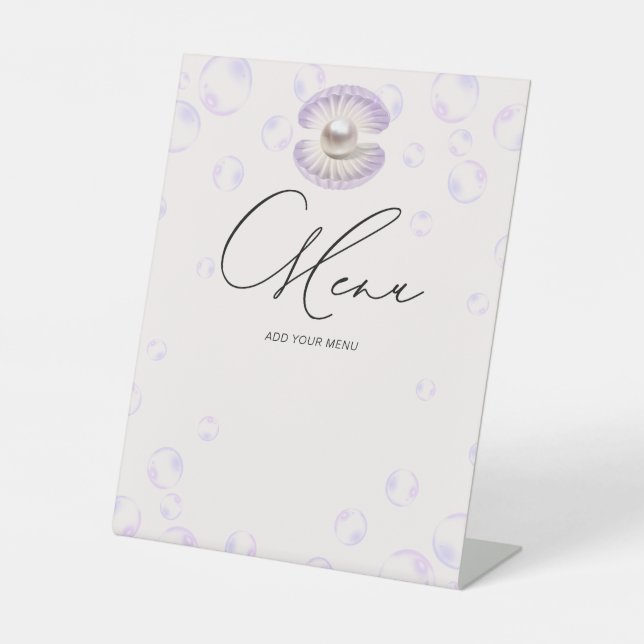 Little Pearl Menu Baby Shower Pedestal Sign (Front)