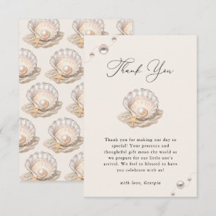 Little Pearl Ocean Beach Seashell Girl Baby Shower Thank You Card