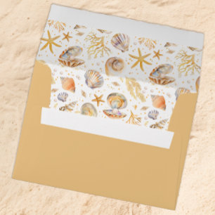 Little Pearl Seashell Summer Baby Shower Golden Envelope