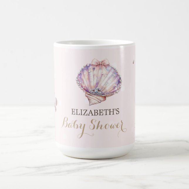 Little Pearl Seashells Diamonds Dots Baby Shower Coffee Mug (Center)