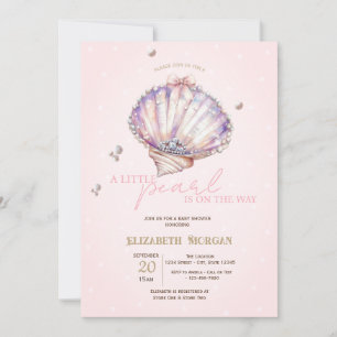 Little Pearl Seashells Diamonds Dots  Baby Shower Invitation