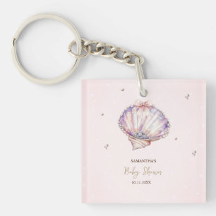 Little Pearl Seashells Diamonds Dots Baby Shower Key Ring