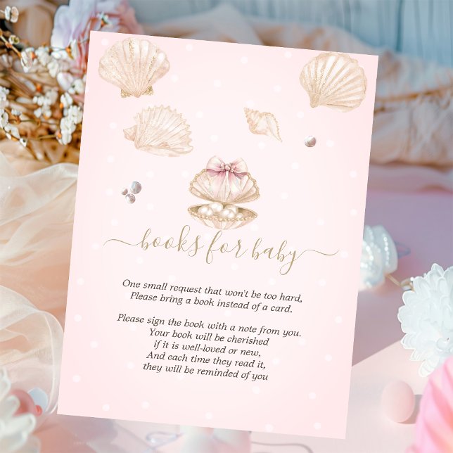Little Pearl Seashells Dots Baby Shower Enclosure Card (Creator Uploaded)