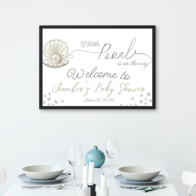 Little Pearl Under the Sea Pearlcore Baby Shower Banner (Creator Uploaded)