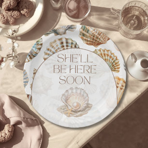 Little Pearl Under The Sea You Soon Baby Shower Paper Plate