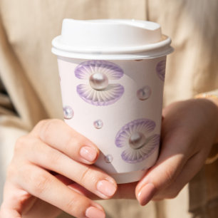 Little Pearl Watercolor Purple Seashell Baby Showe Paper Cups