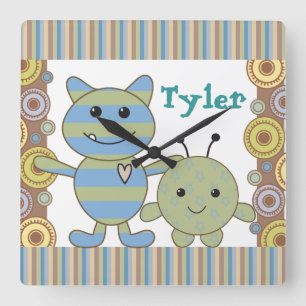 Little Peeking Monsters Baby Wall Clock