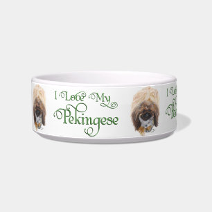 Little Pekingese Grabs Santa Bowl
